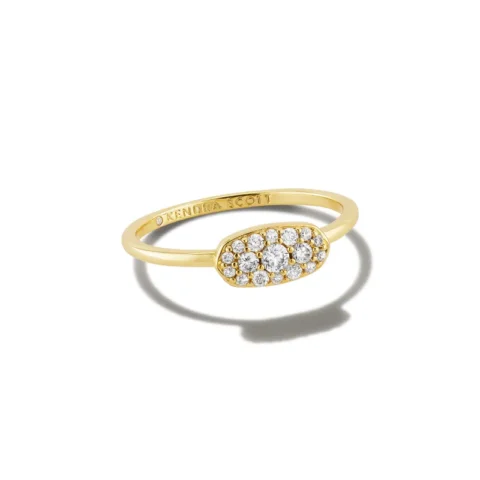 Grayson Gold Band Ring in White Crystal